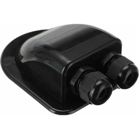 SHINING HOUSE Caja de conexiones de cables solares para RV, caja de entrada de cable doble de plástico resistente a la intemperie para paneles solares, tipos de cables para RV, caravana, barco, negro (1/5)