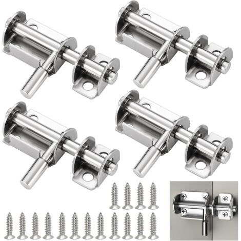 4 Stück Türriegel, Edelstahl Schiebetürriegel Türschloss Bolzen Türverriegelung Mit Schrauben, Riegelschloss für Badezimmer, Toilette, Garten, Geräteschuppen