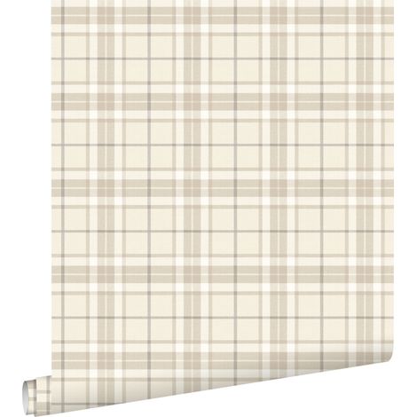 papier peint à carreaux beige  - ESTAhome