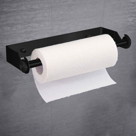 Black Wall Mounted Paper Towel Holder 27cm Stainless Steel Kitchen Paper Holder Toilet Paper Holder (1/5)