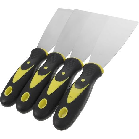 Spatule Manche en Acier Inoxydable 4 Pièces pour Réparation Argenté, Plastique et Acier Inoxydable, pour Peinture et Plâtre, Léger, Multifonctionnel (1/5)