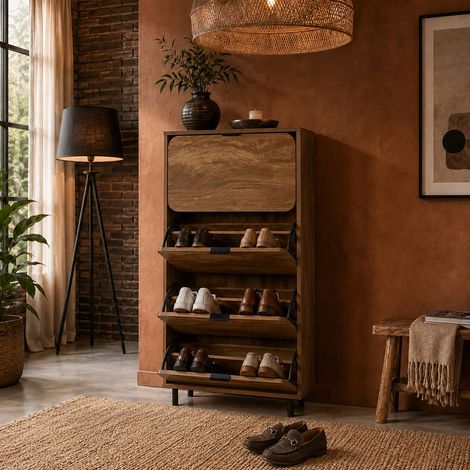 Meuble à Chaussures - HOME DECO FACTORY - Héritage - Élégant - Marron et Noir (1/5)