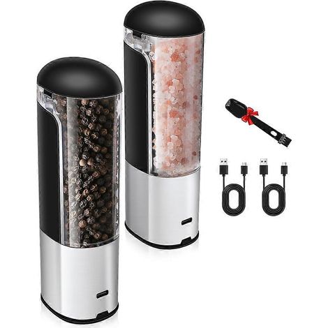 Elektrisches Salz- und Pfeffermühlen-Set mit USB-Aufladung, automatische und einstellbare Schwerkraftmühle, 80 ml Fassungsvermögen (1/5)
