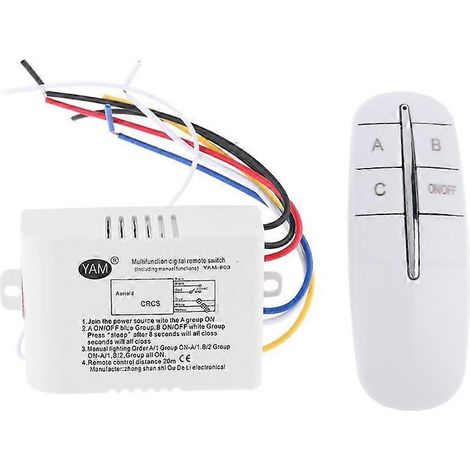 Interrupteur et récepteur sans fil à 3 voies pour plafonniers LED et lampes fluorescentes (1/4)
