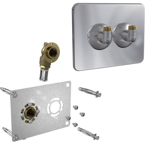 Kit Robifix coudes (EVIER / LAVABO) 50mm Multicouche Ø16x2,0 - Femelle 1/2" (15/21) + cache poli - Watts