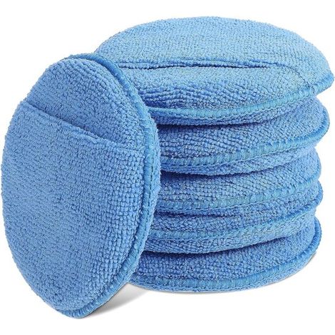 Juego de 6 almohadillas aplicadoras de cera de microfibra para el mantenimient,ideales para la limpieza y el pulido fino (13 cm),microfibra,13 cm (1/5)