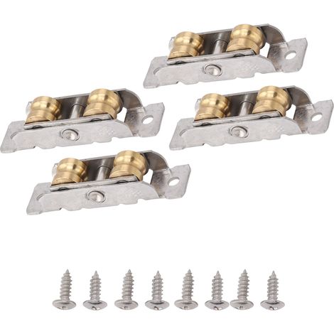 Jeu de 4 roulettes de rechange pour porte-fenêtre coulissante, roulement type 88, double roue concave en cuivre, pour la maison et le bureau. (1/5)