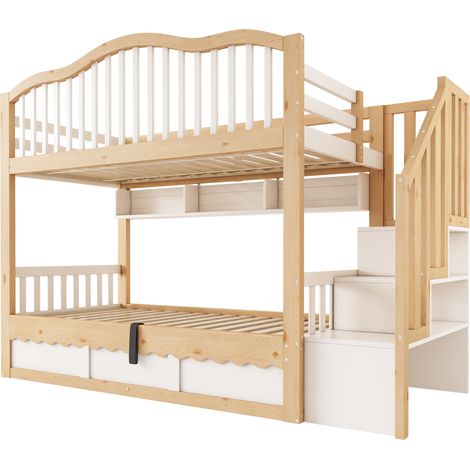 HOMVRA Kinder-Etagenbett 90 x 200 cm aus Holz mit hydraulischem Stauraum (1/5)