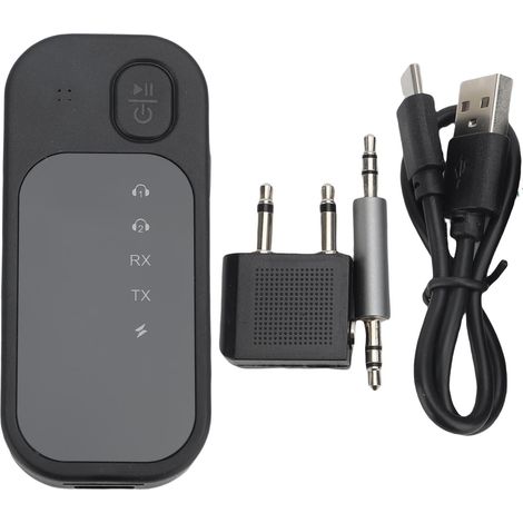 Bluetooth 5.4 Empfänger-Sender mit Rauschunterdrückung, Montageclip, 2-in-1 drahtloser Bluetooth-AUX-Autoadapter, kompatibel mit 2 Audio-Headsets. (1/5)