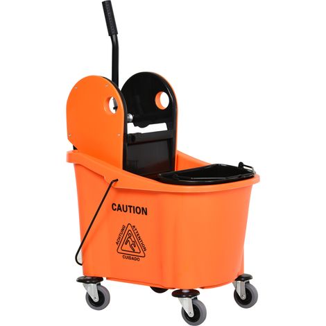 Carro de limpieza con cubo escurridor de 36 L y prensa inferior negro/naranja 54x41x91,5 cm HOMVRA (1/3)