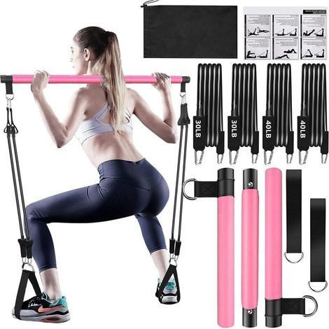Pilates-Hantel-Set mit Widerstandsband für Beine, Hüften, Taille und Arme, Fitnessgeräte für Männer und Frauen (1/5)