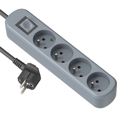 Bloc Multipreses 4P avec interrupteur, Cable 1,5, 3G1, Bleu