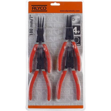 Set 4 Pinces Seeger Alyco Orange 180 Mm Blister Alyco 170584 (1/5)