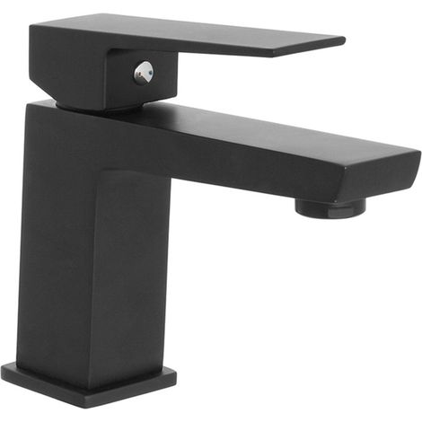 Miscelatore lavabo squadrato nero opaco Kubo con scarico click clack
