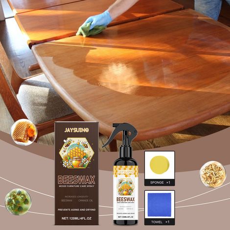 Bienenwachs-Poliermittel und Poliermittel für Holzmöbel, Aufarbeitung, Glanzschutz, Universalöl und -wachs – 120 ml + Handtuch1 + Schwamm1 -- BIEMMEDUE (1/5)