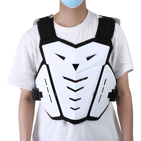 Gilet de moto antichoc et respirant avec protection poitrine et dos pour la pratique des sports de plein air - Blanc (1/5)