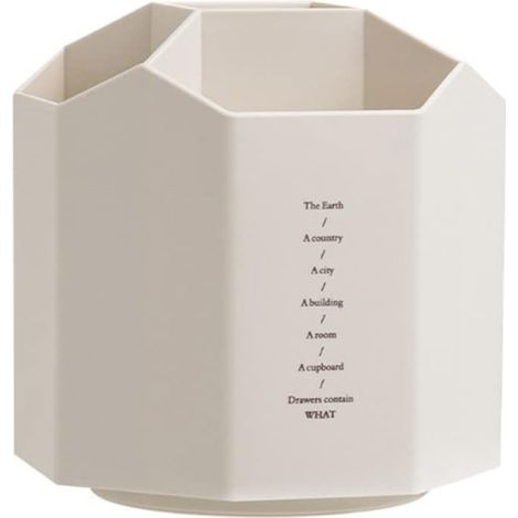 Porte-stylo de bureau rotatif à 360° avec 5 compartiments et boîte de rangement, couleur beige. (1/5)