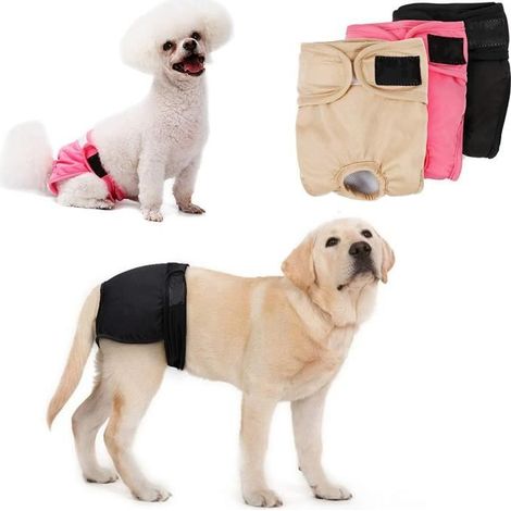 Couches Lavables Chien - Réutilisable Chiot Diapers Leakproof Physiologique - 3-Pack (XL)