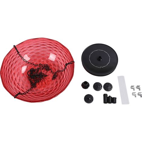 Ortviai Bassin à Oiseaux Suspendu Solaire 23,5 x 56 cm Rouge avec Pompe Intégrée pour Jardin et Terrasse (1/5)