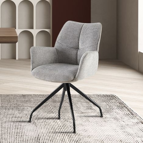 Chaise pivotante avec accoudoirs gris MORLAIX (lot de 2) (1/5)