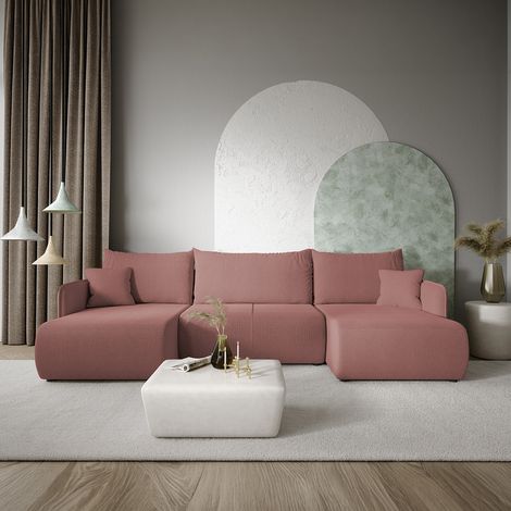 U-Sofa 5-sitzig umbaubar Truhe Claudio Rose