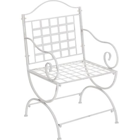 Chaise de jardin terrasse balcon en métal blanc vieilli 100003010 (1/5)