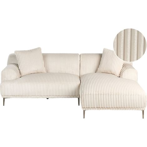 Corner Sofa STENUM Corduroy Off-White Left Hand