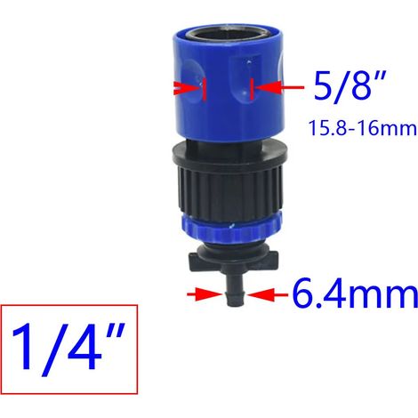 Raccord rapide pour tuyau d'arrosage (1I4 x B) à barbes, diamètres 1/4, 3/8, 1/2, 3/4 et 1 pouce compatible avec les tuyaux d'arrosage 4/7 mm, 8/11 mm, 16 mm, 20 mm et 25 mm 1 pièce (1/5)