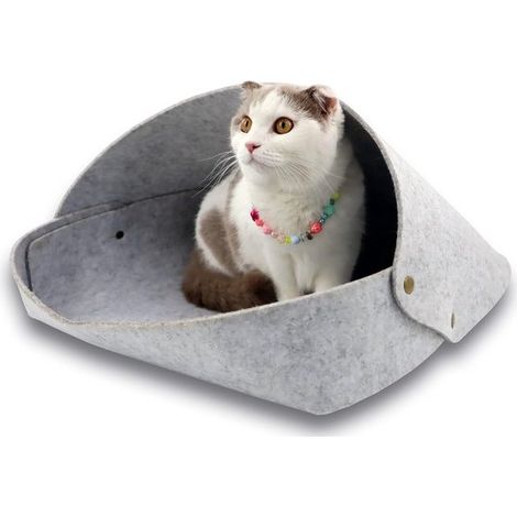 Katzenkorb – Katzenhaus – Katzenzwinger – Katzenbett – Weiche Liegefläche – Für drinnen – Für Katzen und kleine Hunde – Grau (1/5)