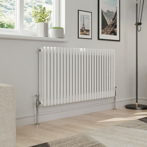 Warmehaus Traditional Triple Column White Radiator Cast Iron Style Radiators 600 x 1192mm