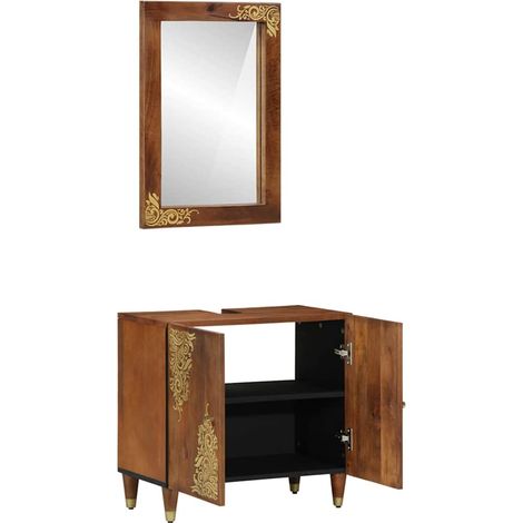 Ensemble de mobilier de salle de bain 2 pcs,Ensemble de meubles de salle de bain marron miel CFW79296 (1/5)