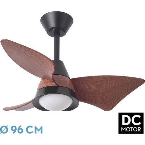 DC "Jaguar" dimmbarer Deckenventilator mit Fernbedienung (30W 3CCT 3000lm) schwarz und eiche (1/4)