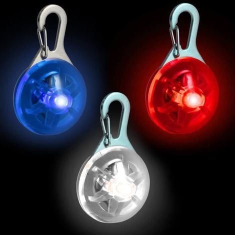 3 Pendentifs LED Lumineux Clignotant Nuit Sécurité visibilité chien , Jogging, Cyclistes, sac à dos ,cartable ou pousette enfant ... (1/4)