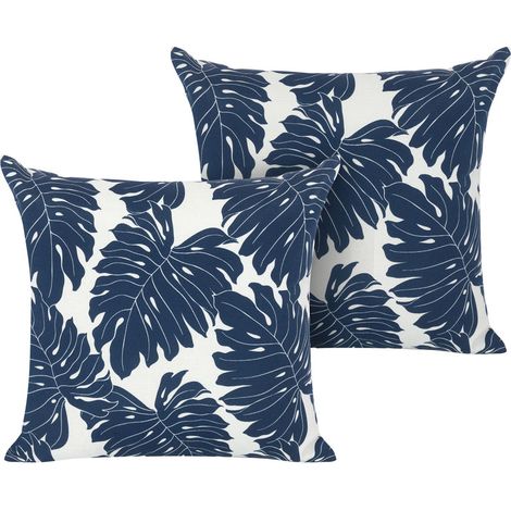 Avestar Coussins décoratifs intérieur extérieur 44x44x16,5 cm palmier Lot de 2 avec garnissage inclus (1/5)
