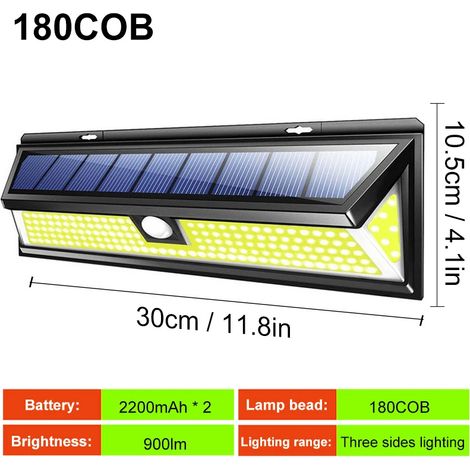 (3PCS-180COB) Lampes solaires d'extérieur 180 COB LED, applique murale étanche avec détecteur de mouvement, 3 modes d'éclairage, ultra-lumineuses, compatibles avec jardin, entrée, garage et allée. (1/5)