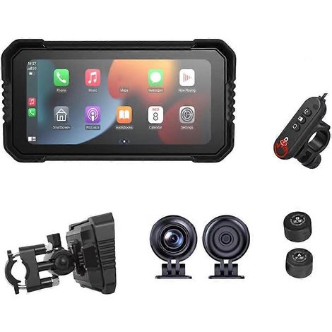 6,25-Zoll-Motorrad-GPS-Navigations-DVR-Bildschirm mit CarPlay, IPX7 wasserdicht, für zwei Kameras, Fahrtenschreiber und Motorradmonitor (1/5)