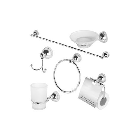 Kit 6 accessori bagno in cromal e vetro feridras portarotolo portatovaglia