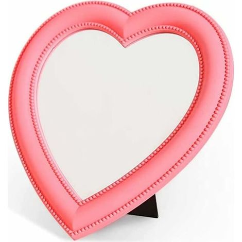 MINKUROW Schminkspiegel in Herzform – Schlafzimmer Schminktisch Dekoration – Rosa – 26,9 cm breit