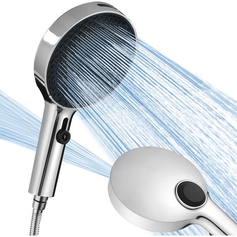 Pommeau de Douche Haute Pression jet Lavage, Shower Head Grand Diamètre 3 Types de Jets, Douchette Douche Salle de Bain Puissante Pommeau de Douche sans Tuyau,Pomme de Douche Large 130MM (1/4)
