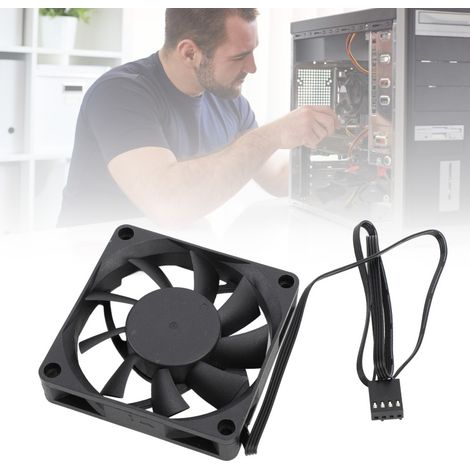 Ventilador PWM de 70 mm con rodamientos de bolas dobles, control inteligente de temperatura, para caja de PC, velocidad de hasta 2500 rpm, 7 aspas.