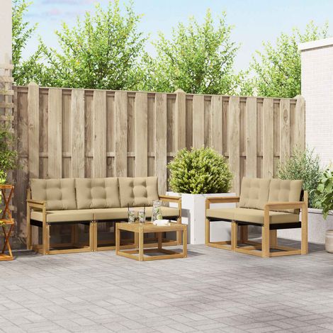 Set di divani da esterno con cuscino 6 pcs Bianco e Beige vidaXL (1/5)