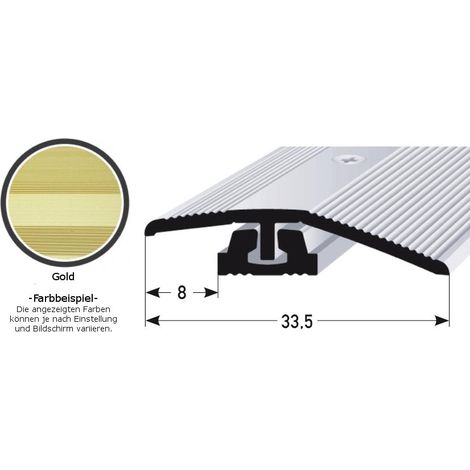Ausgleichsprofil / Anpassungsprofil für Laminat / Parket / Vinyl "Halsey", für Höhe 4 - 7 mm, 33,5 mm breit, 2-teilig, Aluminium eloxiert, gebohrt-goldfarbig-900