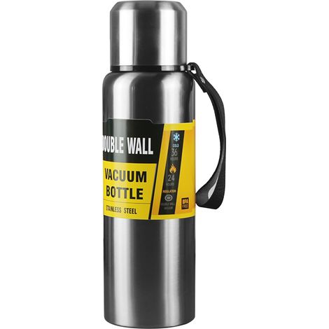 Botella isotérmica de acero inoxidable de doble pared de 750 ml (25 oz) con boca ancha, ideal para bebidas frías y calientes al acampar, hacer senderismo, pescar y otras actividades. (1/5)