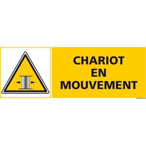 PANNEAU DE SIGNALISATION CHARIOT EN MOUVEMENT (C1291) - Adhésif - 210 x 75 mm