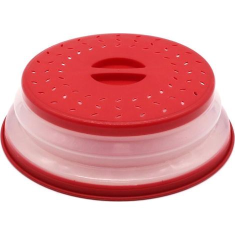 pair Cloche Micro Ondes- Couvercle Pliable Couverture de Protection Anti-éclaboussures Passoire pour Fruits et Légumes sans BPA et Non Toxique (Rouge)-Fei Yu (1/5)