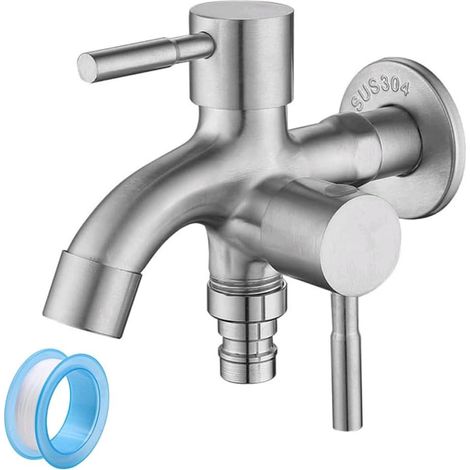 Robinet de Jardin Exterieur 12'' 1 à 2 Robinets en Acier Inoxydable 304 Multifonction pour Machine à Laver de Jardin (1/5)