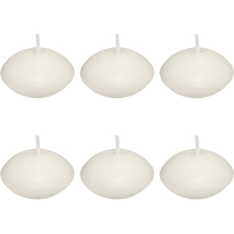 Atmosphera – Lot de 6 bougies flottantes 4,5cm – Paraffine & coton – Durée de combustion 3,5h – Décoration pour événements et soirées (1/3)