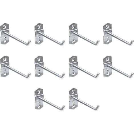 10er-Set Supermarktregalhaken Robuste quadratische Lochwandhaken Metallhaken für Warenträger Geeignet für Supermärkte Werkstätten und Geschäfte 100 mm (1/5)