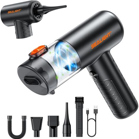 Aspirateur à Main sans Fil Puissant, 4 en 1 32000Pa Mini Aspirateur de Voiture avec 400000 RPM Moteur Brushless, Vidage Automatique 1 Touche (Noir Pur) (1/5)