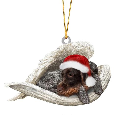 Hängender Weihnachtsauto-Anhänger, Engel-Hund-Design, aus bruchsicherem Acryl, mehrfarbig, ideal zum Dekorieren eines Baumes, eines Kranzes oder des Innenraums eines Autos. (1/5)